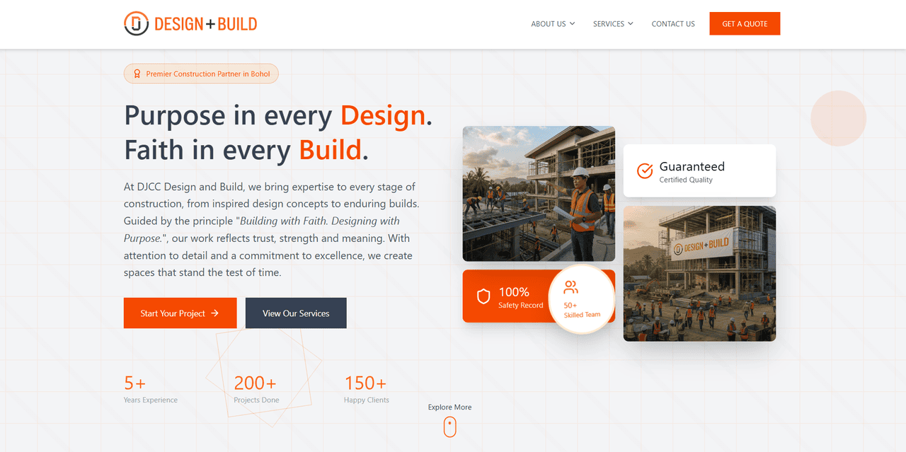 DJCC Design + Build website screenshot 1 of 4