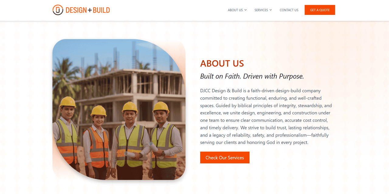DJCC Design + Build website screenshot 2 of 4