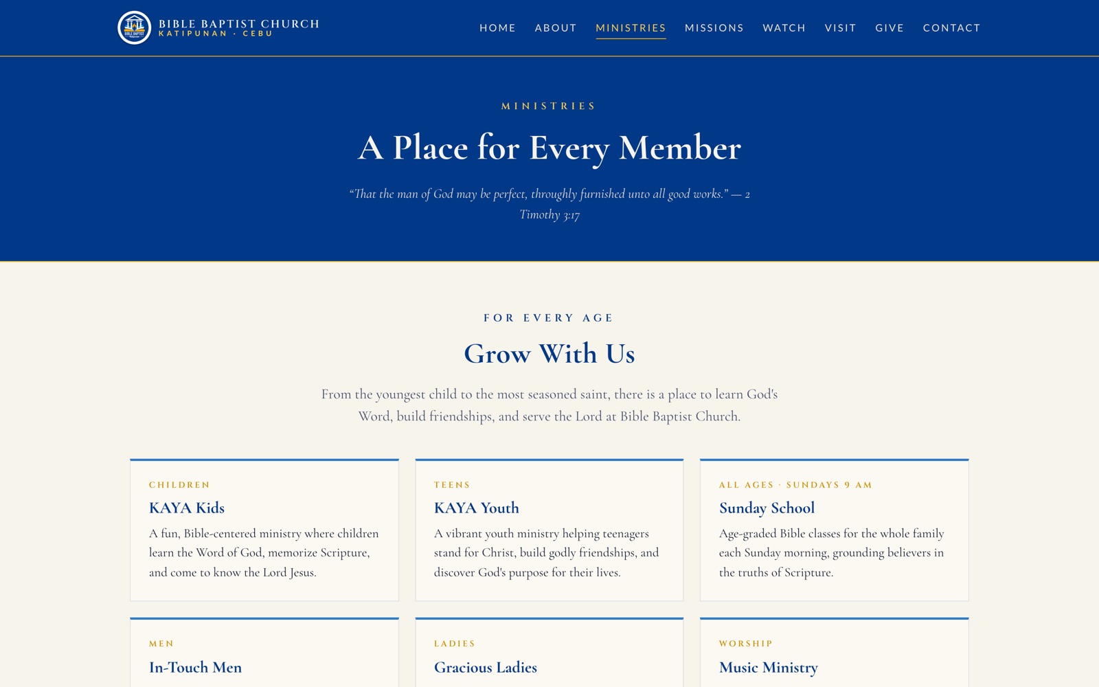 Bible Baptist Church Cebu website screenshot 4 of 4
