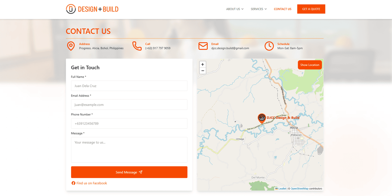 DJCC Design + Build website screenshot 4 of 4