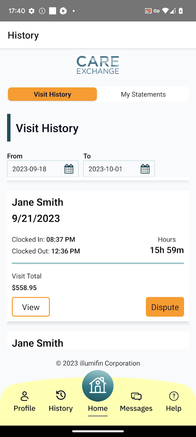 CareExchange EVV mobile app screenshot 5 of 6